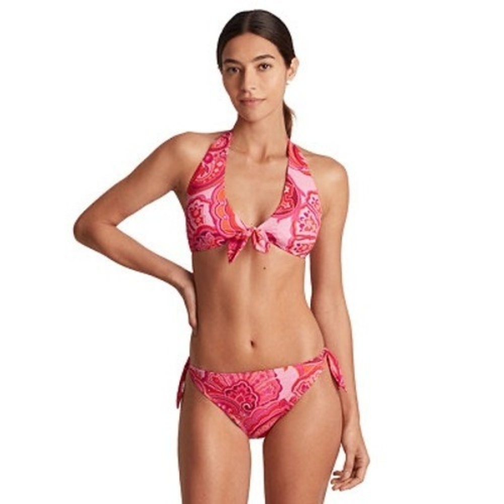NWT Lauren Ralph Lauren Women's Tie-Front Top & Side-Tie Bottoms Set 4 $150